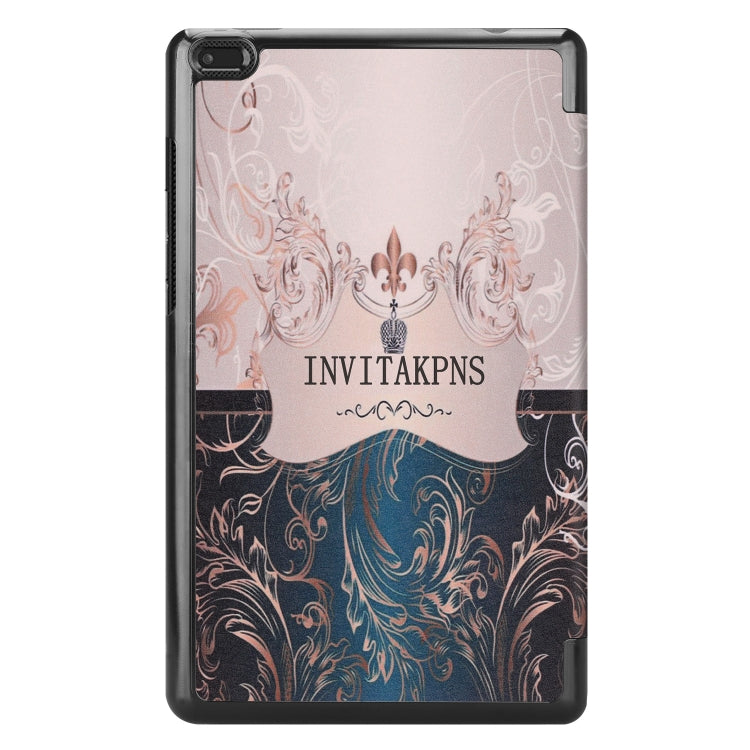 French Flower Texture Pattern Colored Painted Horizontal Flip PU Leather Case for Lenovo Tab E8 TB-8304F, with Three-folding Holder