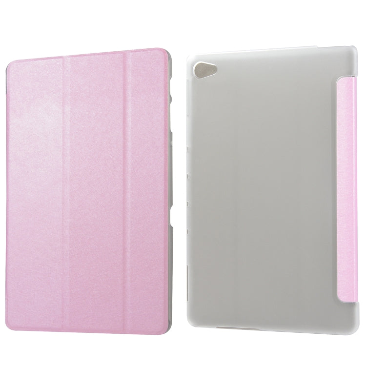 Silk Texture Horizontal Flip Leather Case with Three-Folding Holder for Huawei M5 Lite 10.1