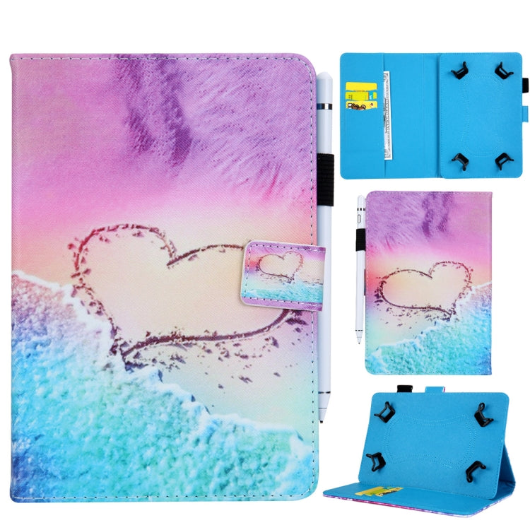 Universal Heart Pattern Horizontal Flip Leather Case for 8 inch Tablet PC, with Holder & Card Slot & Wallet