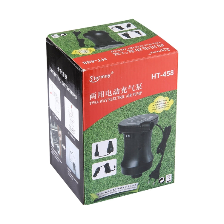 HT-458 220V Two-way Electric Inflation Deflation Air Pump with Car Charger, EU Plug(Black)