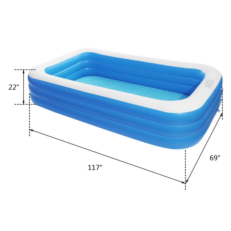 [US Warehouse] PVC Rectangle Inflatable Swimming Pool, Size: 302x183x59cm