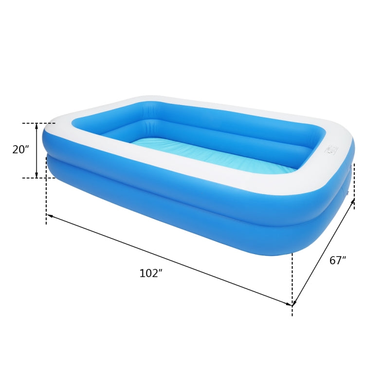 [US Warehouse] PVC Rectangle Inflatable Swimming Pool, Size: 262x177x56cm