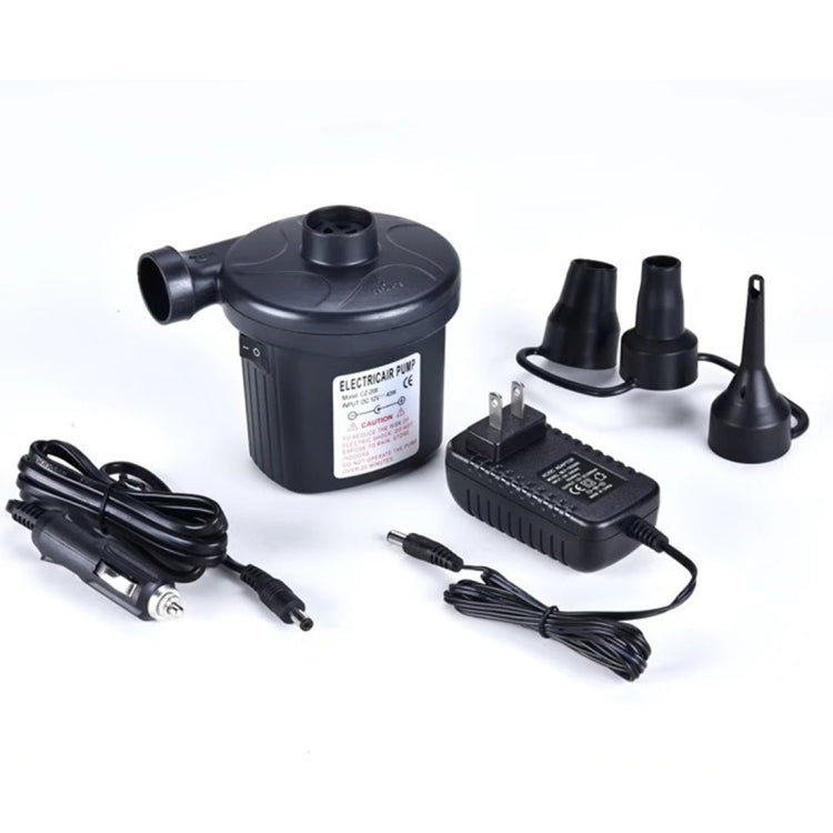 CZ-208 50-60W 2A 12V ABS Home Car Dual Purpose Small-scale Inflatable Pump, US Plug, Line Length: 1.8m(Black)