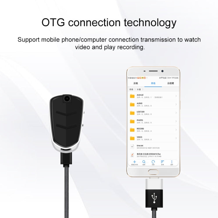 E308 64GB Portable Keychain Voice Recorder, Built-in Camera, Mic, Support TF Card