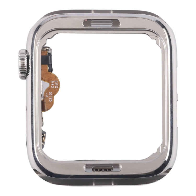 For Apple Watch Series 4 44mm LTE Stainless Steel Middle Frame Bezel Plate with Crown Spin Axis Flex Cable  - Silver