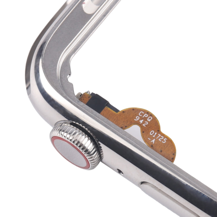 For Apple Watch Series 4 44mm LTE Stainless Steel Middle Frame Bezel Plate with Crown Spin Axis Flex Cable  - Silver