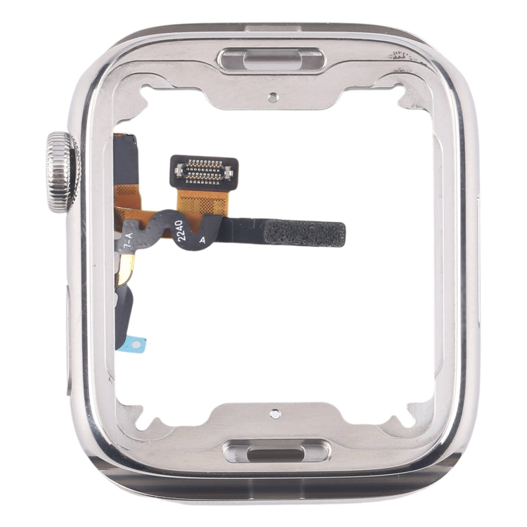 For Apple Watch Series 7 / 8 / 9 41mm LTE Stainless Steel Middle Frame Bezel Plate with Crown Spin Axis Flex Cable  - Silver