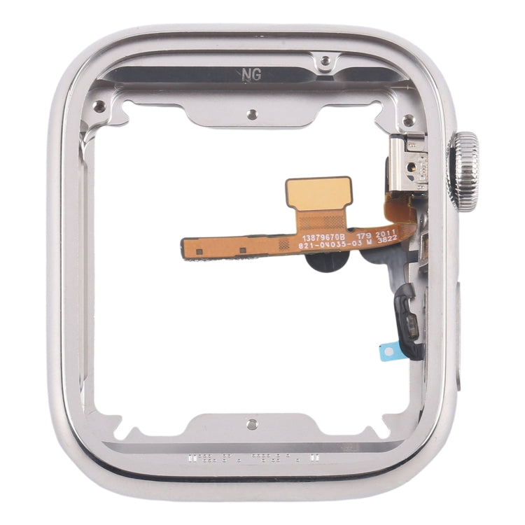 For Apple Watch Series 7 / 8 / 9 41mm LTE Stainless Steel Middle Frame Bezel Plate with Crown Spin Axis Flex Cable  - Silver