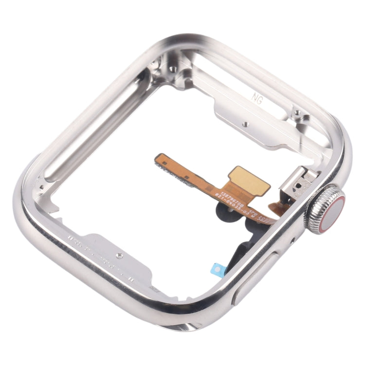 For Apple Watch Series 7 / 8 / 9 41mm LTE Stainless Steel Middle Frame Bezel Plate with Crown Spin Axis Flex Cable  - Silver