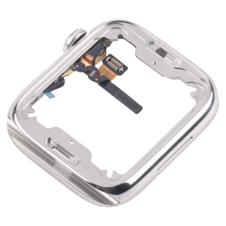 For Apple Watch Series 7 / 8 / 9 45mm LTE Stainless Steel Middle Frame Bezel Plate with Crown Spin Axis Flex Cable  - Silver