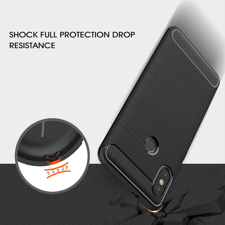 For Xiaomi  Redmi Note 5 Pro Brushed Texture Carbon Fiber Shockproof TPU Full-body Rugged Protective Back Cover Case