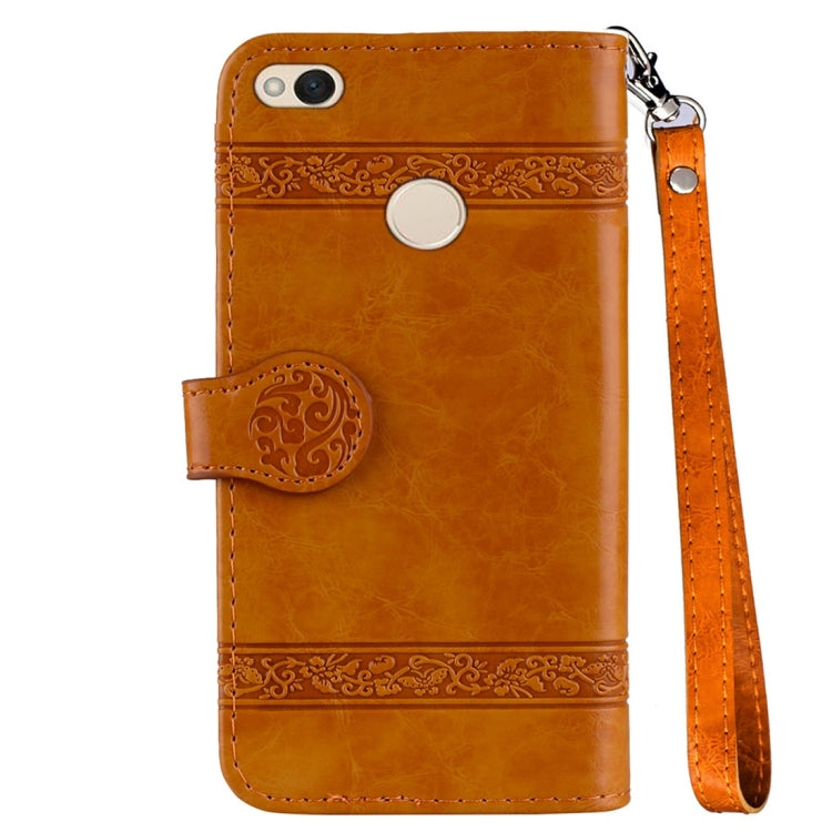 For Xiaomi Redmi 4X Vintage Oil Wax Texture Embossed Horizontal Flip Leather Case with Holder & Card Slots & Wallet & Photo Frame & Lanyard