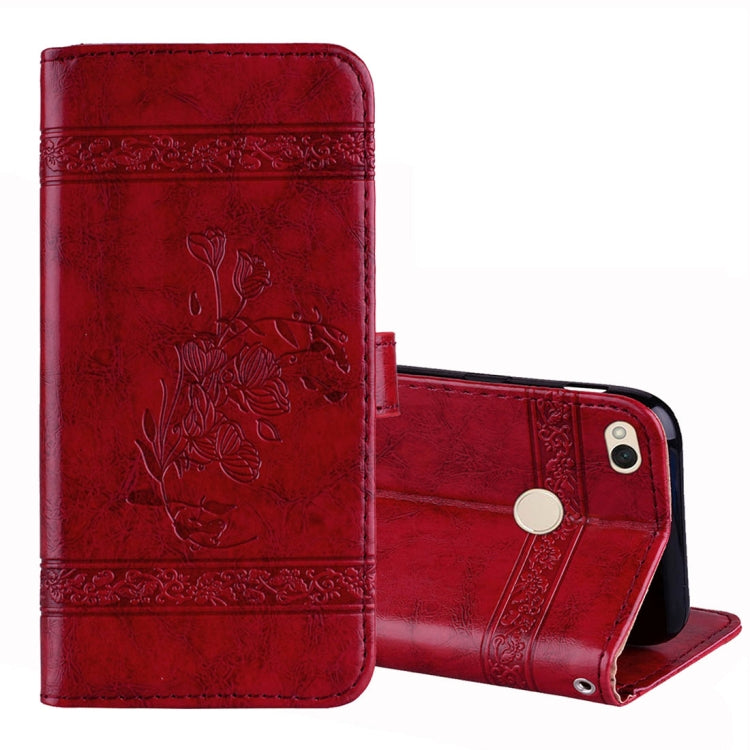 For Xiaomi Redmi 4X Vintage Oil Wax Texture Embossed Horizontal Flip Leather Case with Holder & Card Slots & Wallet & Photo Frame & Lanyard