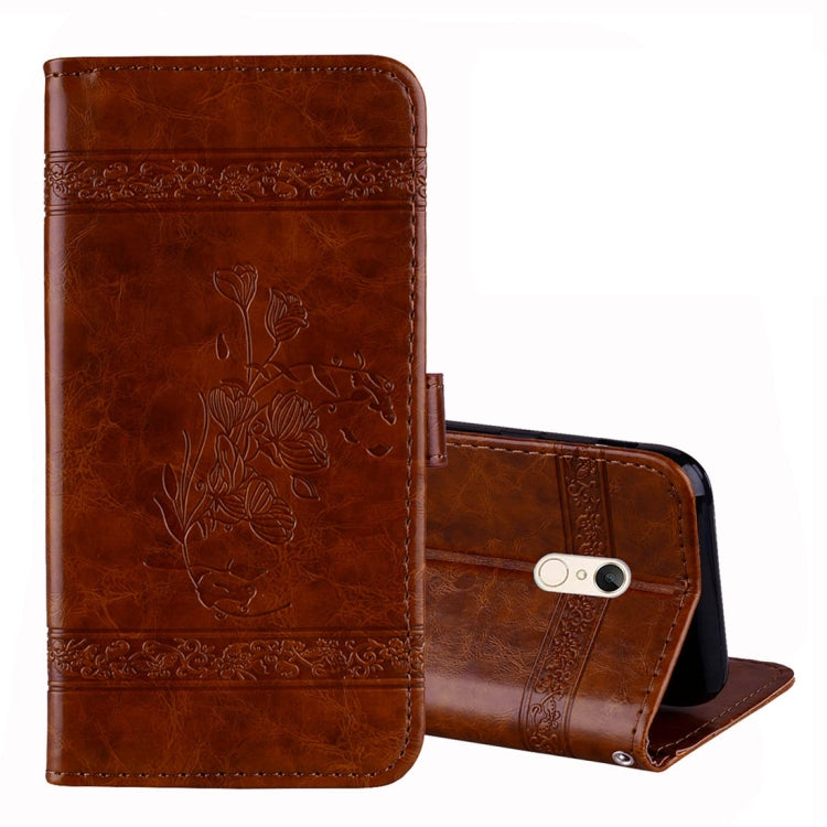 For Xiaomi Redmi 5 Plus Vintage Oil Wax Texture Embossed Horizontal Flip Leather Case with Holder & Card Slots & Wallet & Photo Frame & Lanyard
