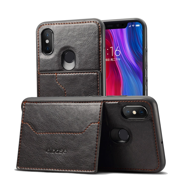 Dibase TPU + PC + PU Crazy Horse Texture Leather Case for Xiaomi Mi 8, with Holder & Card Slots