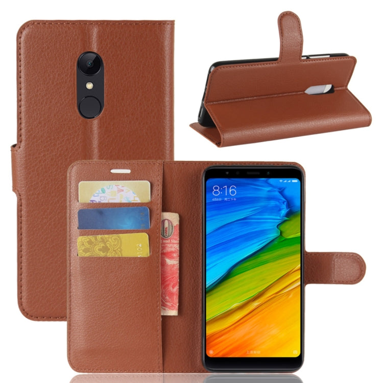 For Xiaomi  Redmi 5 Litchi Texture Horizontal Flip Leather Case with Holder & Card Slots & Wallet