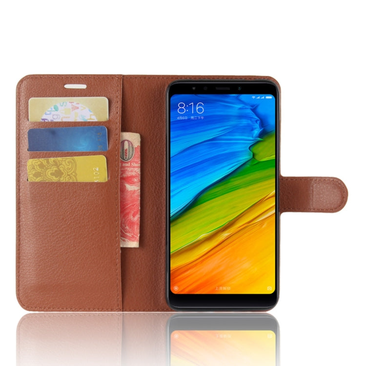 For Xiaomi  Redmi 5 Litchi Texture Horizontal Flip Leather Case with Holder & Card Slots & Wallet