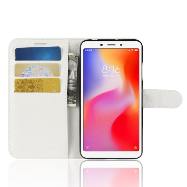 Litchi Texture Horizontal Flip Leather Case for Xiaomi Redmi 6A, with Wallet & Holder & Card Slots