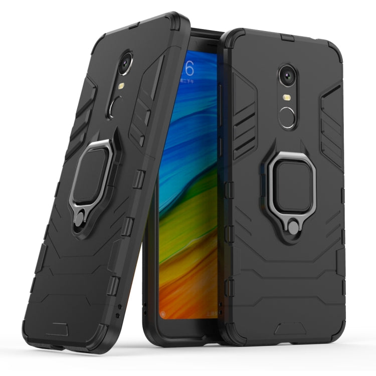 PC + TPU Shockproof Protective Case for Xiaomi Redmi 5 Plus, with Magnetic Ring Holder (Black)
