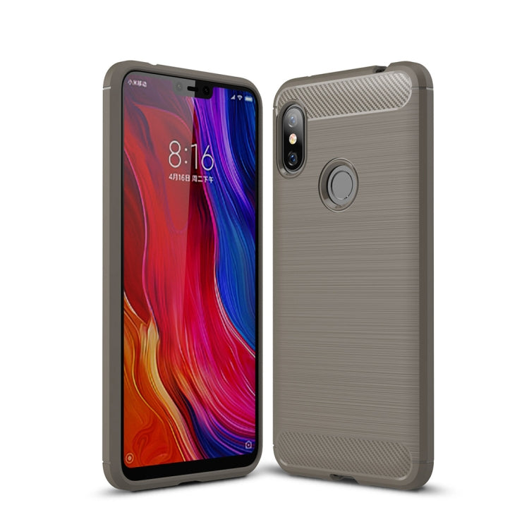 Brushed Texture Carbon Fiber Shockproof TPU Case for for Xiaomi Redmi Note 6