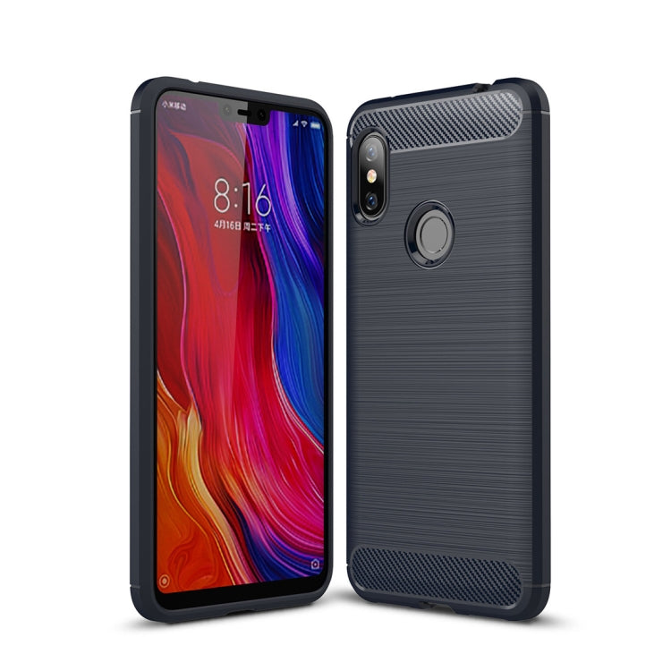 Brushed Texture Carbon Fiber Shockproof TPU Case for for Xiaomi Redmi Note 6