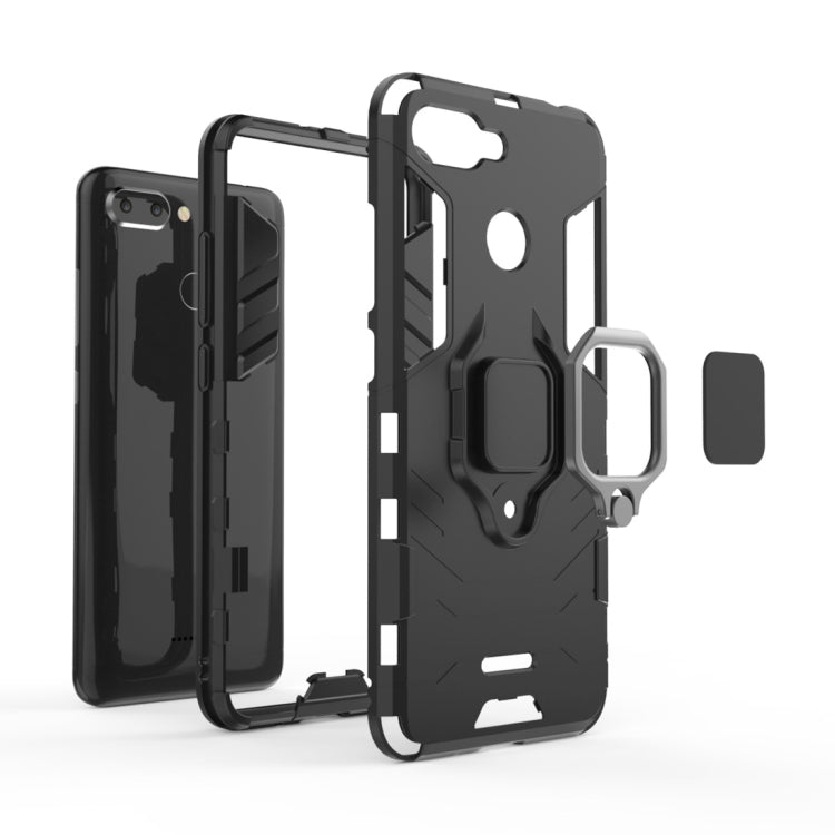 PC + TPU Shockproof Protective Case for Xiaomi Redmi 6, with Magnetic Ring Holder(Red)
