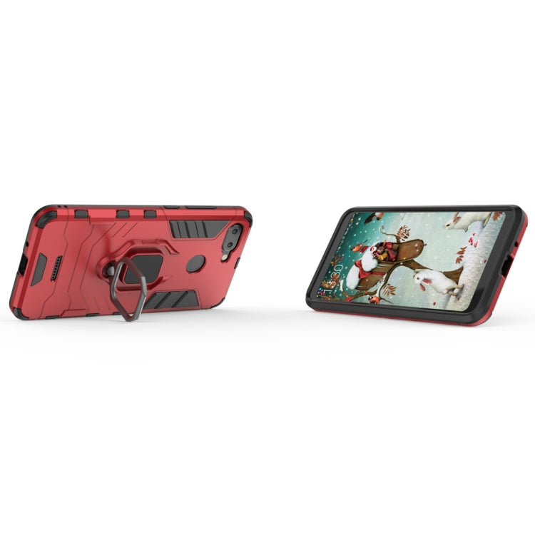 PC + TPU Shockproof Protective Case for Xiaomi Redmi 6, with Magnetic Ring Holder(Red)