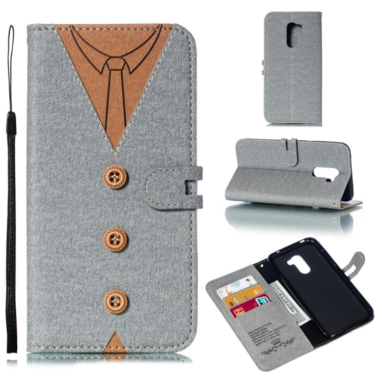 Splicing Embossed Male Style Horizontal Flip Leather Case for Xiaomi Pocophone F1, with Holder & Card Slots & Wallet & Lanyard