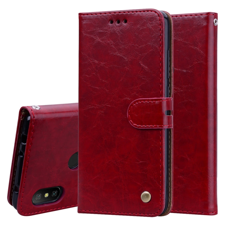 Business Style Oil Wax Texture Horizontal Flip Leather Case for Xiaomi Redmi Note 6 Pro, with Holder & Card Slots & Wallet