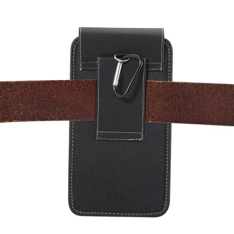Universal Hanging Waist Oxford Cloth Case for 6.4-6.5 inch Mobile Phones, with Carabiner(Black)