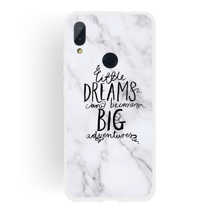 Dream Text Matte Semi-transparent TPU Marble Phone Case for Xiaomi Redmi Note7