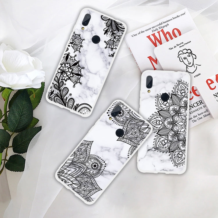 Lace Flower  Matte Semi-transparent TPU Marble Mobile Phone Case for Xiaomi Redmi Note 7