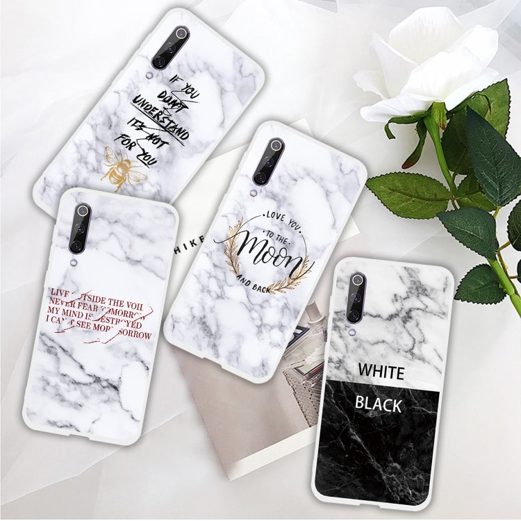 Moon Text Semi-transparent TPU Marble Phone Case for Xiaomi Mi 9 SE