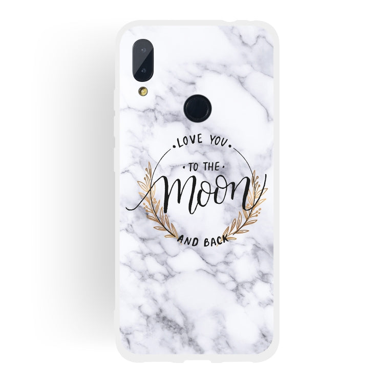 Moon Text Semi-transparent TPU Marble Phone Case for Xiaomi Redmi Note 7