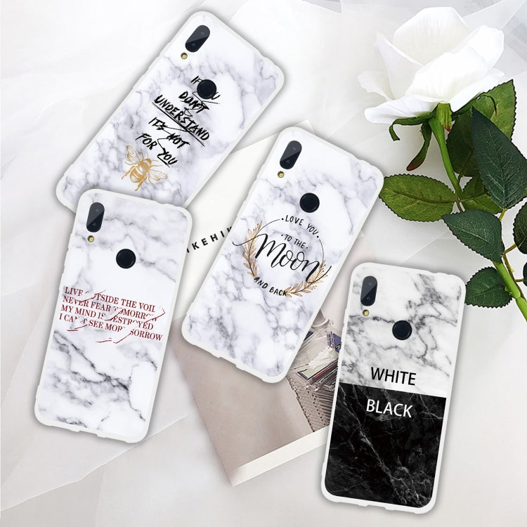 Moon Text Semi-transparent TPU Marble Phone Case for Xiaomi Redmi Note 7