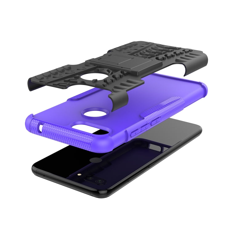 Shockproof  PC + TPU Tire Pattern Case for Xiaomi Mi 8 Lite, with Holder