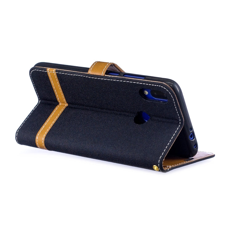 Color Matching Denim Texture Leather Case for Xiaomi Redmi Note 7, with Holder & Card Slots & Wallet & Lanyard