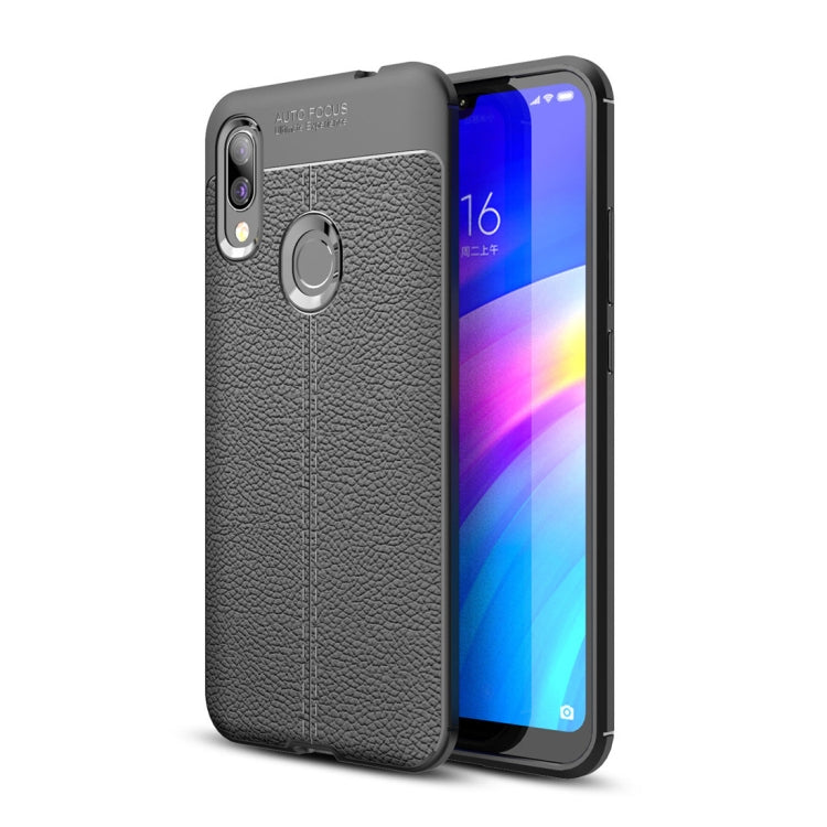 Litchi Texture TPU Shockproof Case for Xiaomi Redmi 7 (Black)