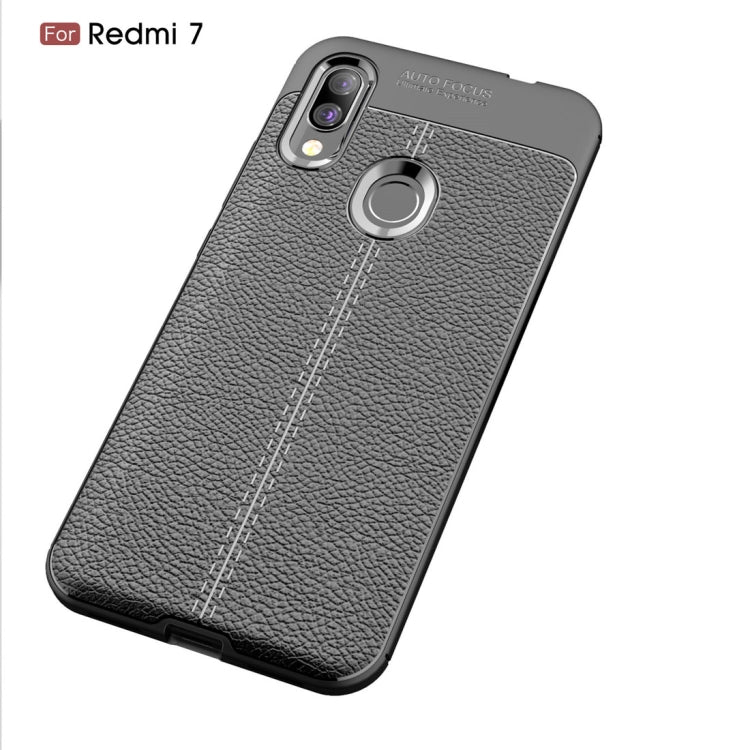 Litchi Texture TPU Shockproof Case for Xiaomi Redmi 7 (Black)