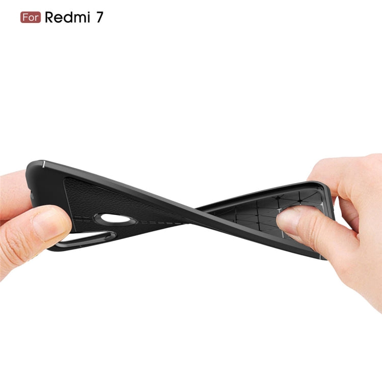 Litchi Texture TPU Shockproof Case for Xiaomi Redmi 7 (Black)