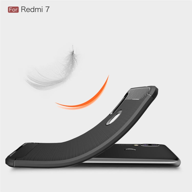 Brushed Texture Carbon Fiber TPU Case for Xiaomi Redmi 7 (Red)