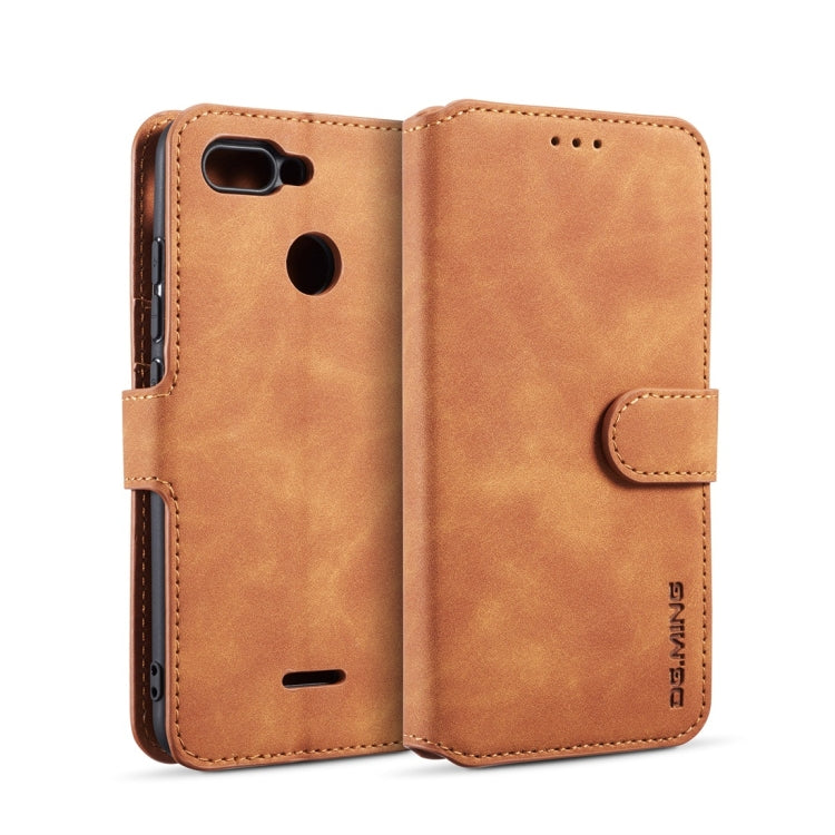 DG.MING Retro Oil Side Horizontal Flip Case for Xiaomi Redmi 6, with Holder & Card Slots & Wallet