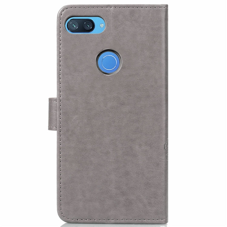 Lucky Clover Pressed Flowers Pattern Leather Case for Xiaomi Mi 8 Lite, with Holder & Card Slots & Wallet & Hand Strap
