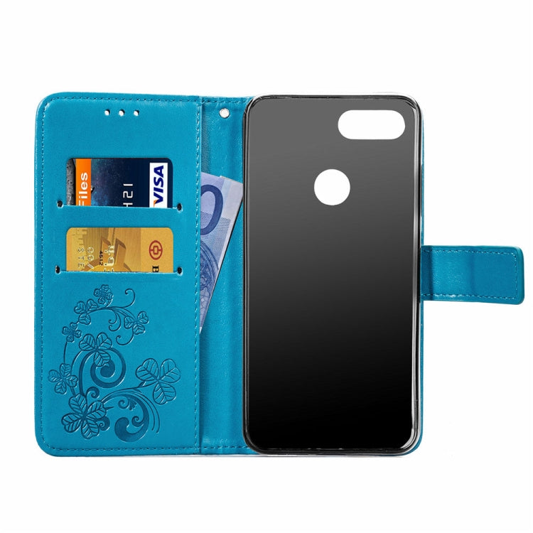 Lucky Clover Pressed Flowers Pattern Leather Case for Xiaomi Mi 8 Lite, with Holder & Card Slots & Wallet & Hand Strap