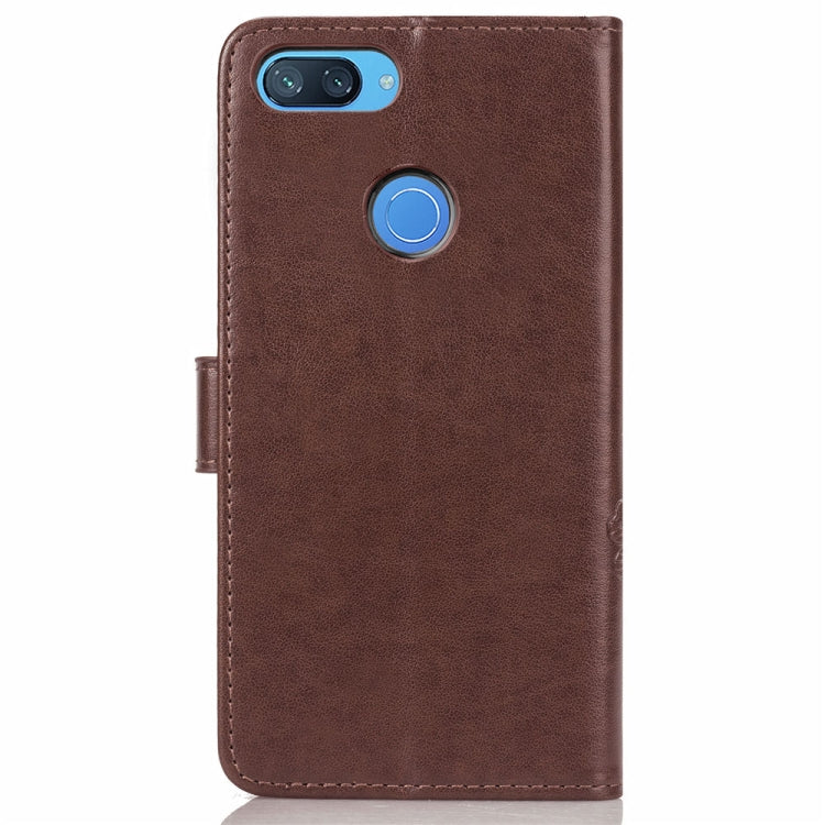 Lucky Clover Pressed Flowers Pattern Leather Case for Xiaomi Mi 8 Lite, with Holder & Card Slots & Wallet & Hand Strap
