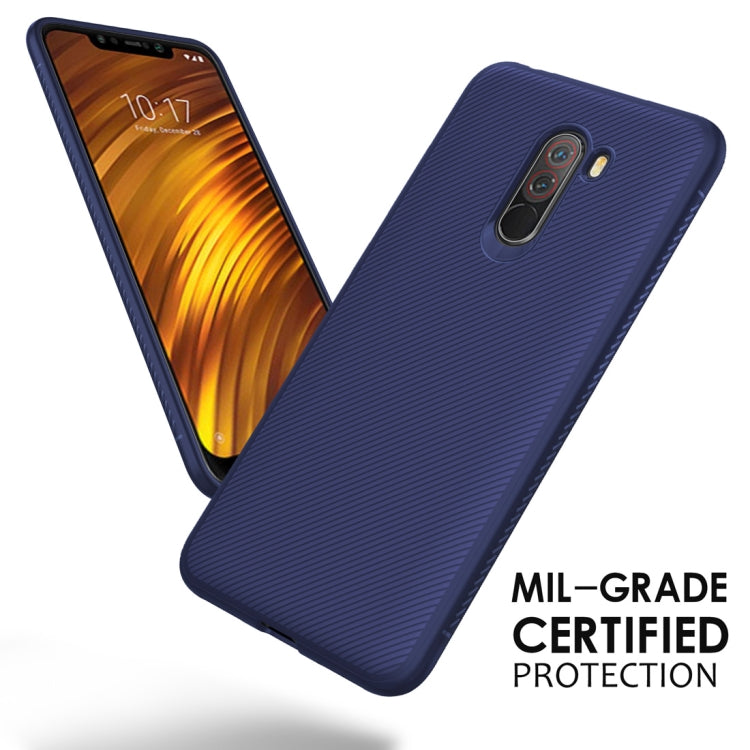 lenuo Leshen Series Stripe Texture TPU Case for Xiaomi Pocophone F1 (Dark Blue)