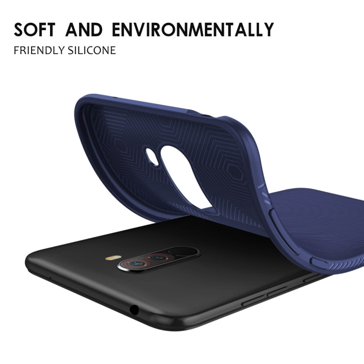 lenuo Leshen Series Stripe Texture TPU Case for Xiaomi Pocophone F1 (Dark Blue)