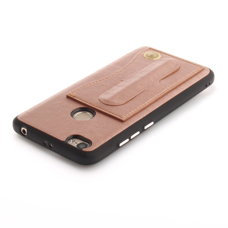 For Xiaomi  Redmi Note 5A TPU + Leather Pasted Litchi Texture Protective Back Case with Holder & Card Slots