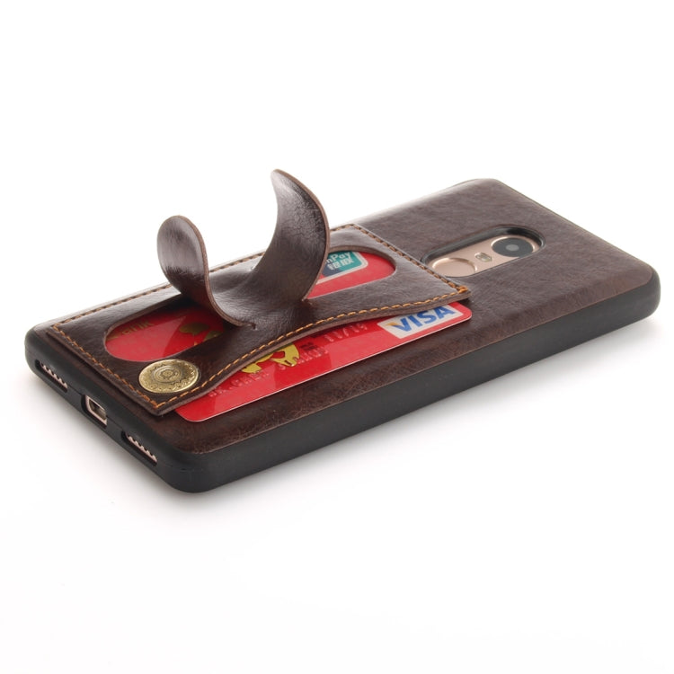 For Xiaomi  Redmi Note 4 TPU + Leather Pasted Litchi Texture Protective Back Case with Holder & Card Slots