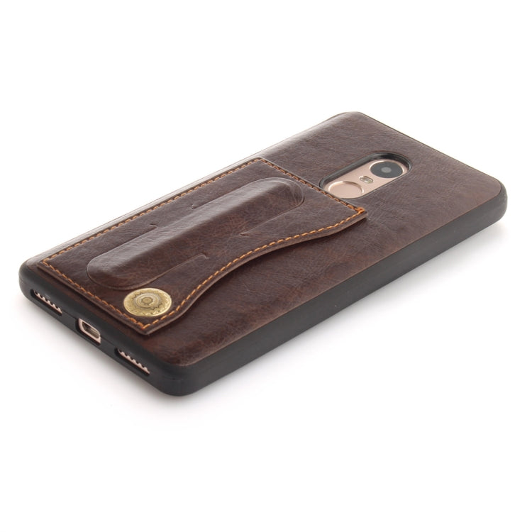 For Xiaomi  Redmi Note 4 TPU + Leather Pasted Litchi Texture Protective Back Case with Holder & Card Slots